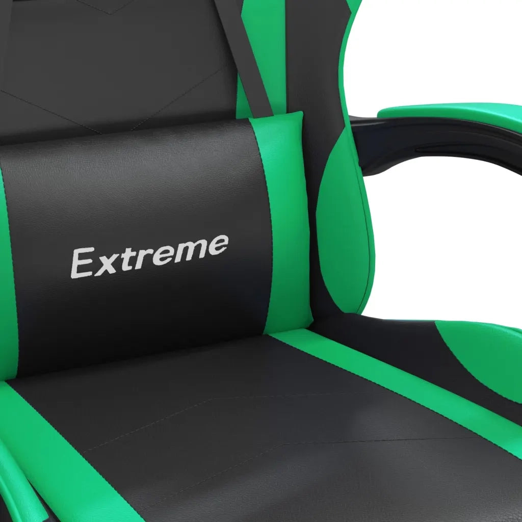 Sedia da Gaming | Sedia da e-sports Girevole con Poggiapiedi Nero Verde Similpelle