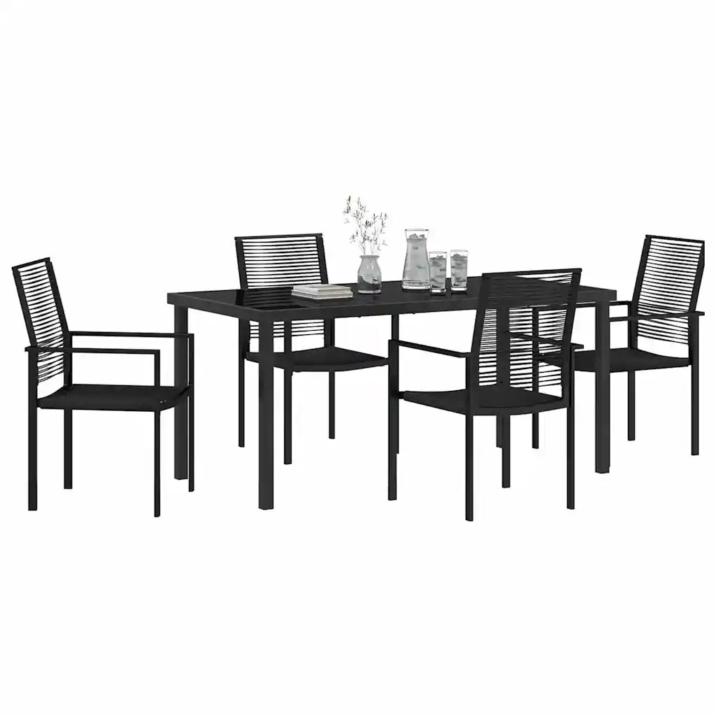 Set da Pranzo per Giardino 5 pcs Nero