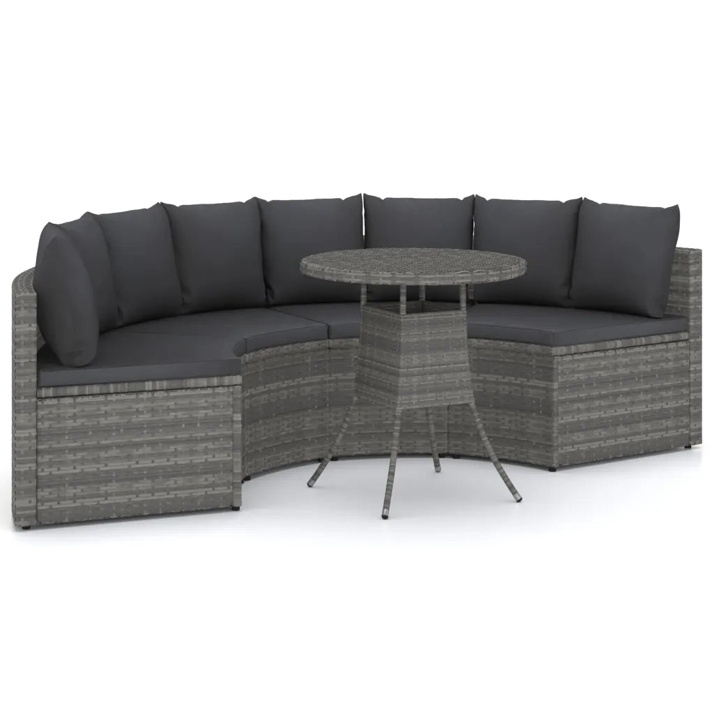 Set Divani da Giardino 5 pz con Cuscini in Polyrattan Grigio 3064907