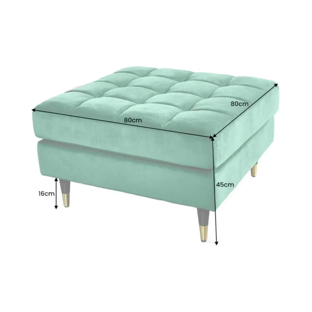 Pouf KOLIRI verde smeraldo – design quadrato in velluto