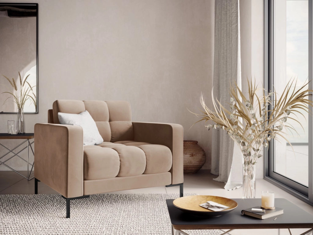 Cosmopolitan Design - Poltrona "Bali" in velluto beige 