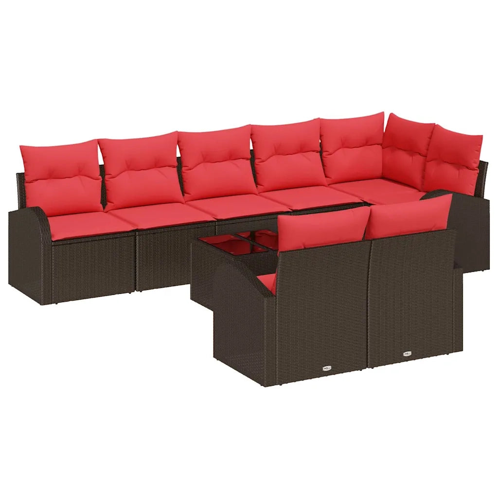 Set Divano da Giardino 9 pcs Marrone polyrattan 3346104