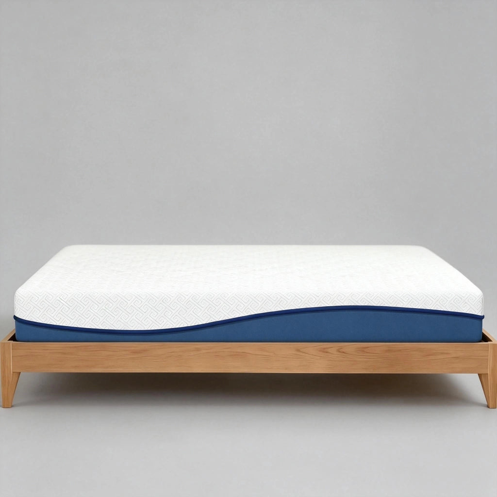 MATERASSO 90x190 cm in memory foam al tè verde, sfoderabile, blu/bianco