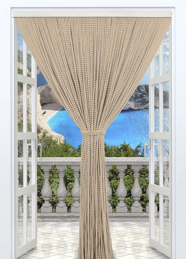Tenda Antimosche per Porta Finestra a Pannello Con Telaio In PVC Beige - 120 x 220