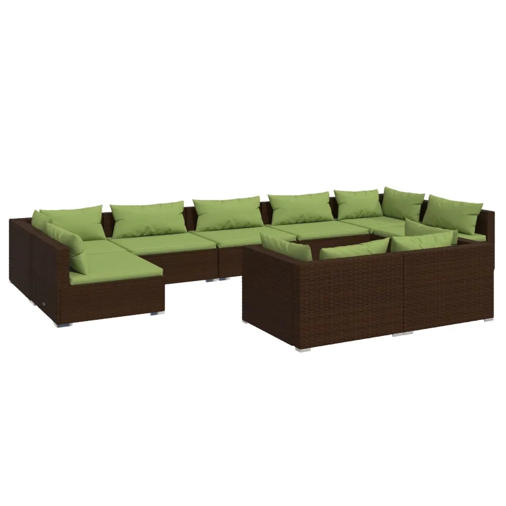 Set Divani da Giardino 9 pz con Cuscini in Polyrattan Marrone 3102060