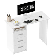 Scrivania computer con 3 cassetti e ripiano ¨C zephmum ¨C bianco legno 100x40x75 cm