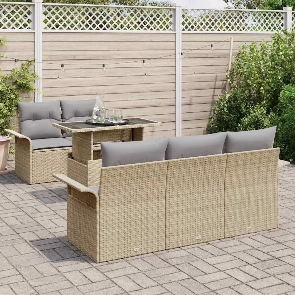 Set Divano da Giardino con cuscino 6 pcs Beige polyrattan 3348196