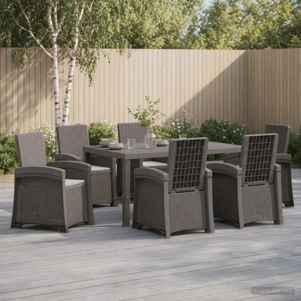 Set da Pranzo per Giardino 7 pz Grigio Chiaro PP 3430150