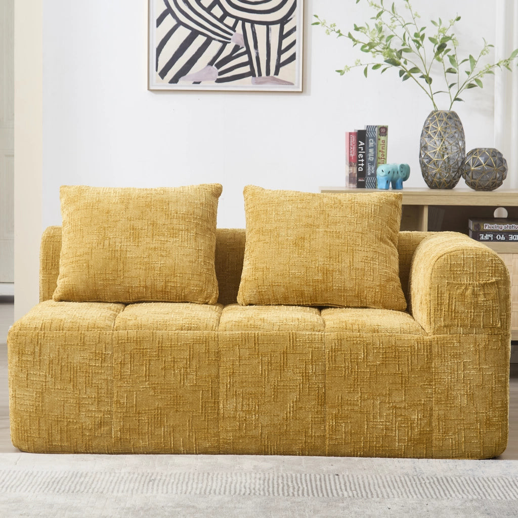 Divano comodo per 2 persone - Zephmum- Con cuscino e tasche laterali, giallo