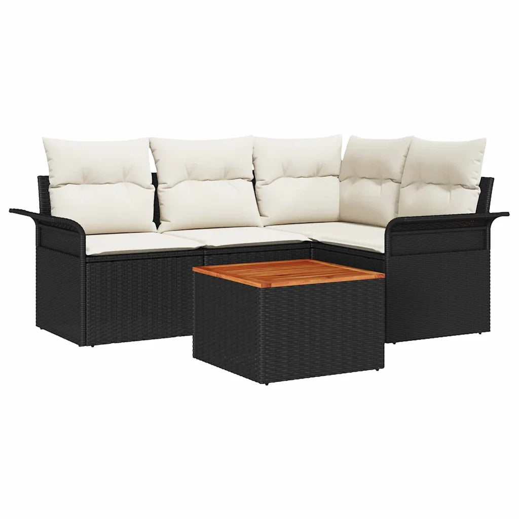 Set Divano da Giardino con cuscino 5 pcs Nero polyrattan 3347320