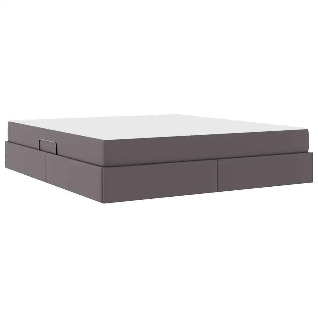 Letto con contenitore e materasso 2 pcs Grigio Pelle 3399618