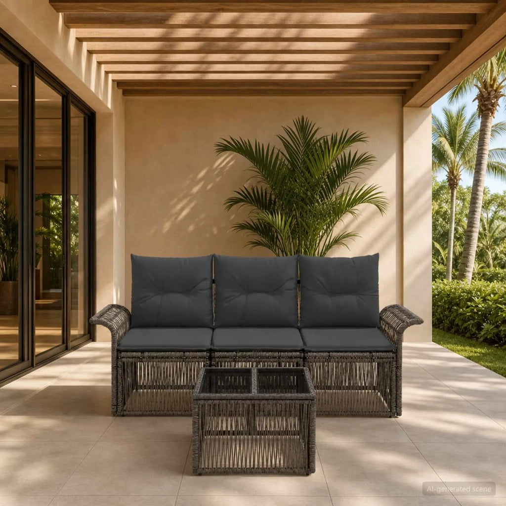 Set Divano da Giardino 4 pcs Grigio polyrattan 3434750
