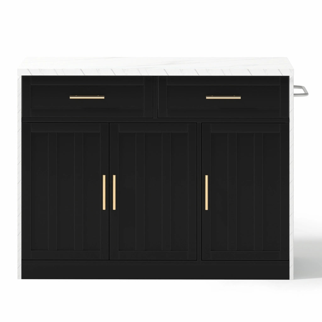Isola da cucina 120x60x91 cm con bar, prese elettriche, USB e ripiani regolabili