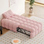 Letto Singolo Imbottito con Pouf ¨C MINIMAL ¨C Tessuto Teddy Rosa