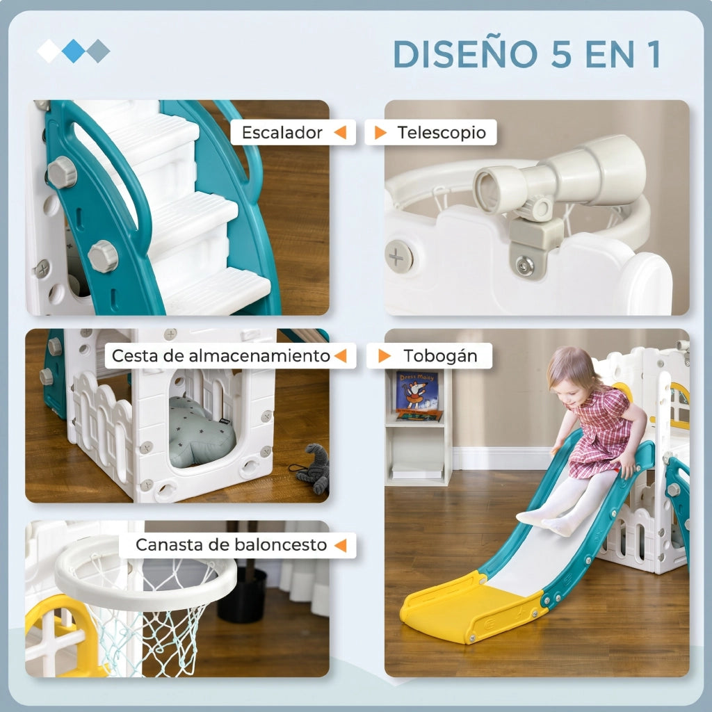 Letto a soppalco con scivolo e canestro ¨C Zephmum ¨C Giallo Verde