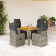 Set Bistrò da Giardino 5 pz con Cuscini in Polyrattan Grigio 3277158