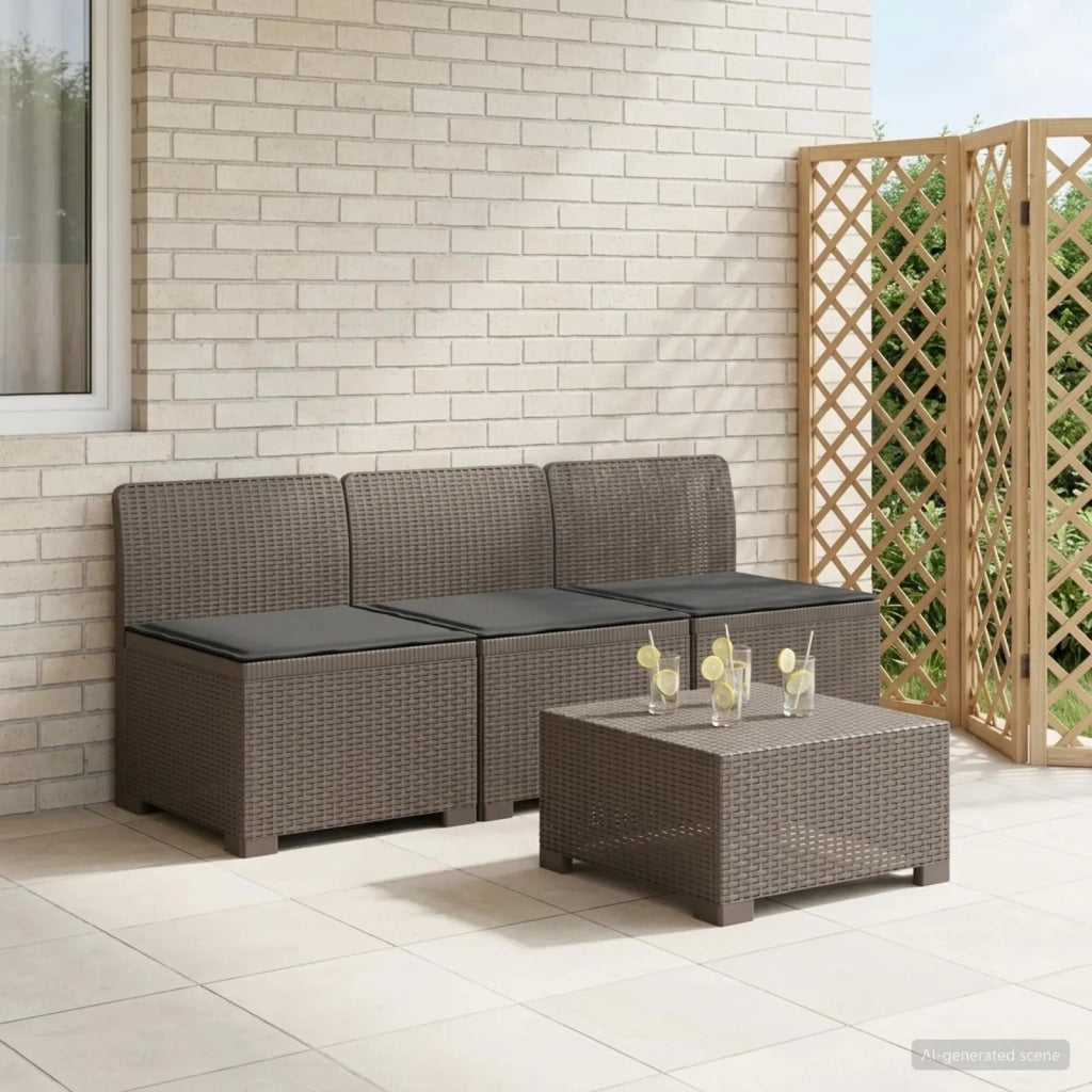 Divano da esterno-Divano da Giardino 3 posti con cuscini in look rattan PP 743095