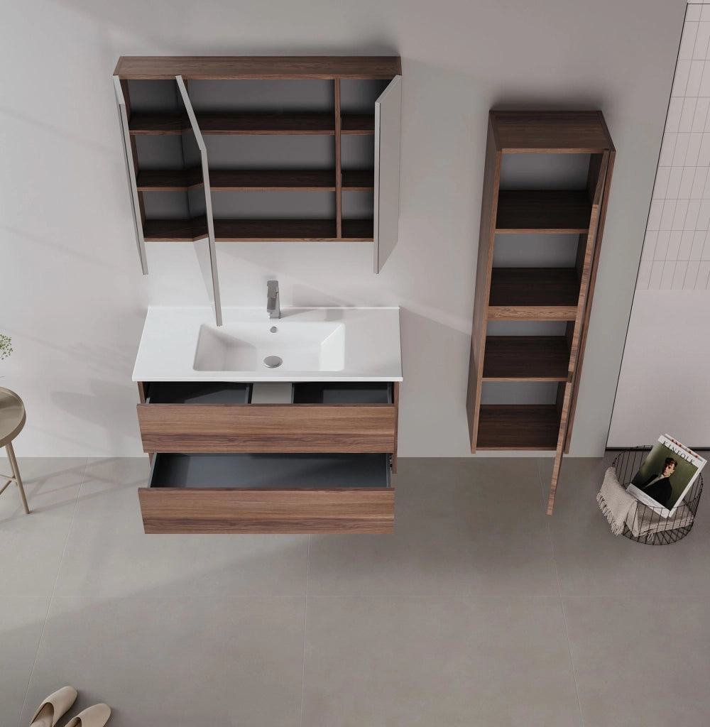 Mobile lavabo "Side 100 v3" - 100 x 45 x 52 cm - Noce scuro