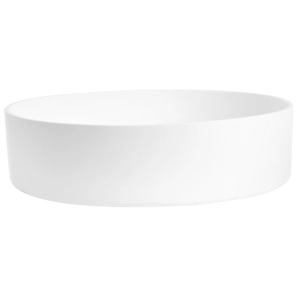 Lavabo da appoggio in Solid Surface, rotondo, bianco stile elegante