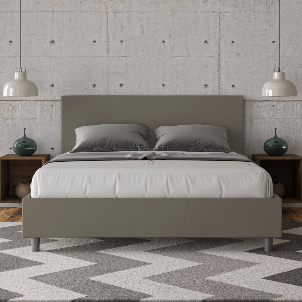 BS COM Letto matrimoniale senza rete imbottito 160x200 similpelle cappuccino