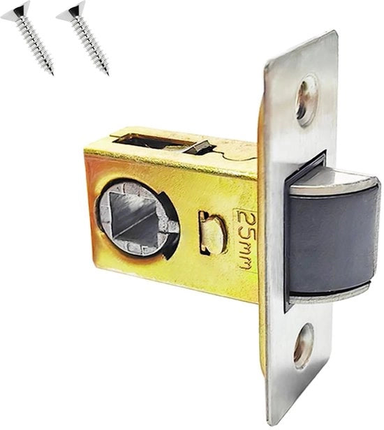 Blocco porta interna 25 mm - Blocco a foro morto - Blocco silenzioso - Piastra in acciaio inossidabile - Porte interne - Chiusura silenziosa - Blocco porta
