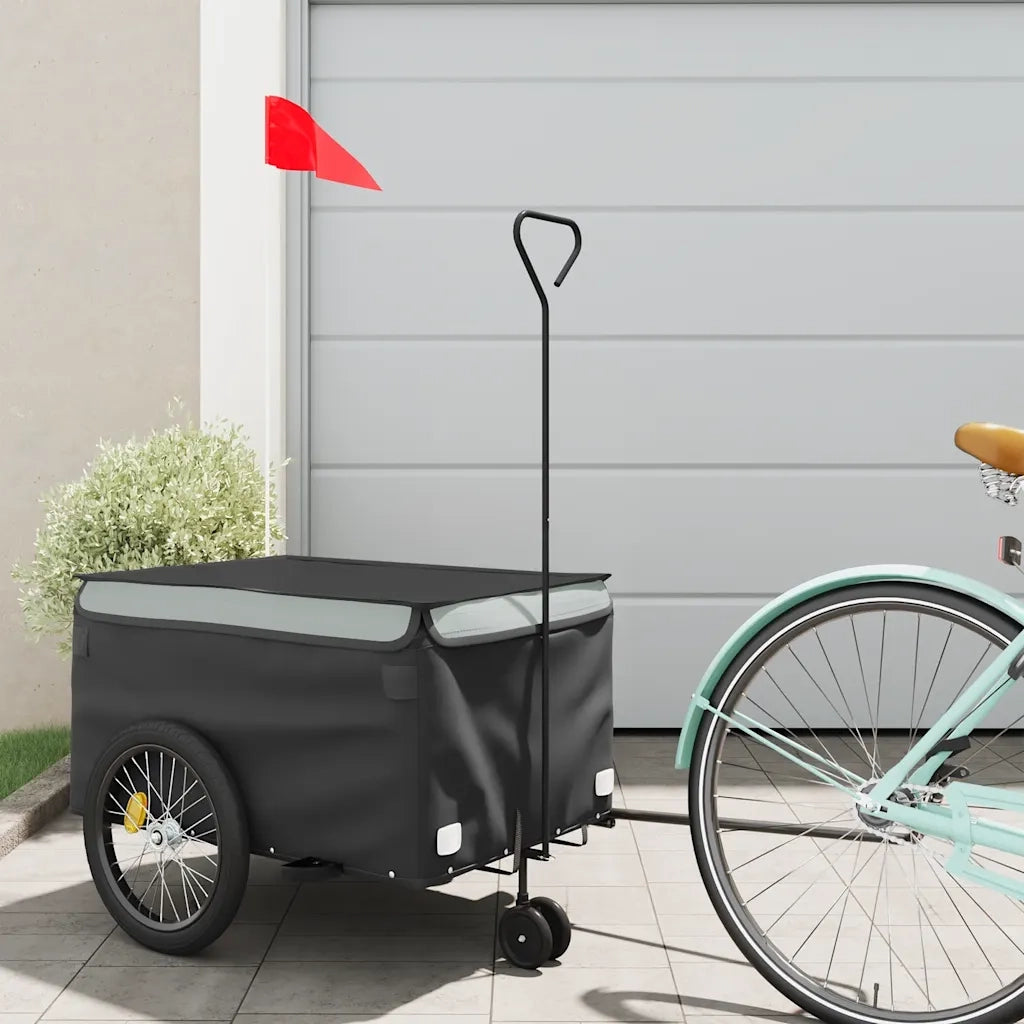 Rimorchio da Bici Nero e Grigio 30 kg in Ferro 94098