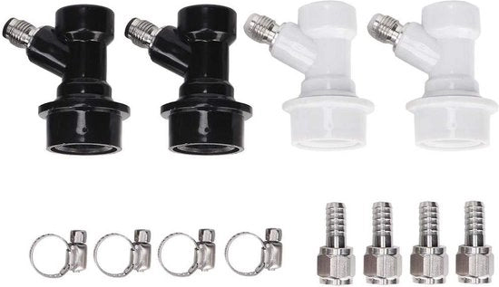 Connettori a Sfera a Filo 4pcs per Fusti di Birra a Palloncino con Adattatore e Viti di Chiusura Plastica.