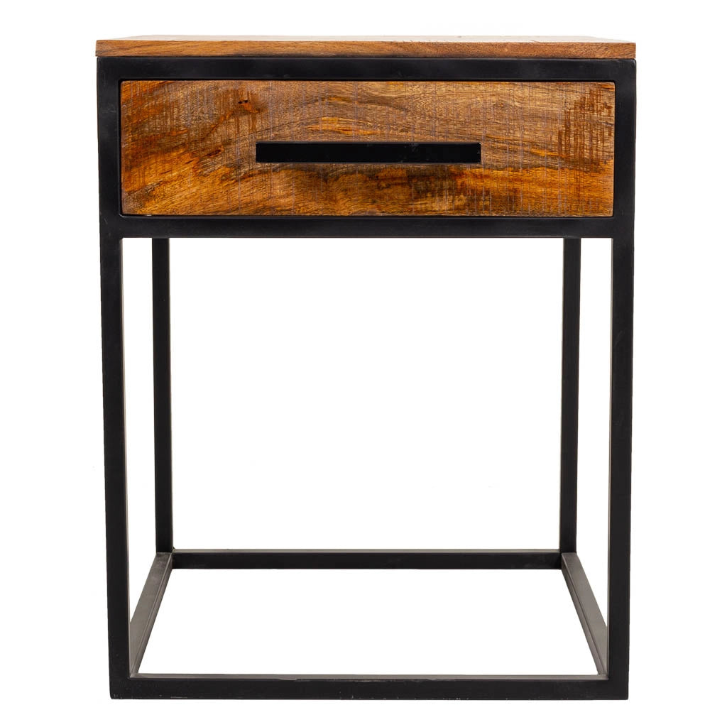 Comodino in legno e metallo marrone 61x61x57