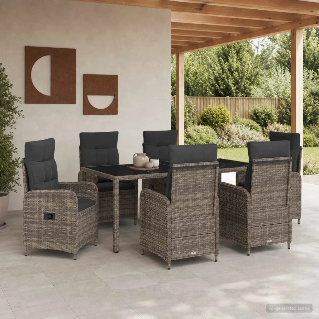 Set da pranzo per esterni 7 pz Grigio chiaro e grigio scuro 3422330