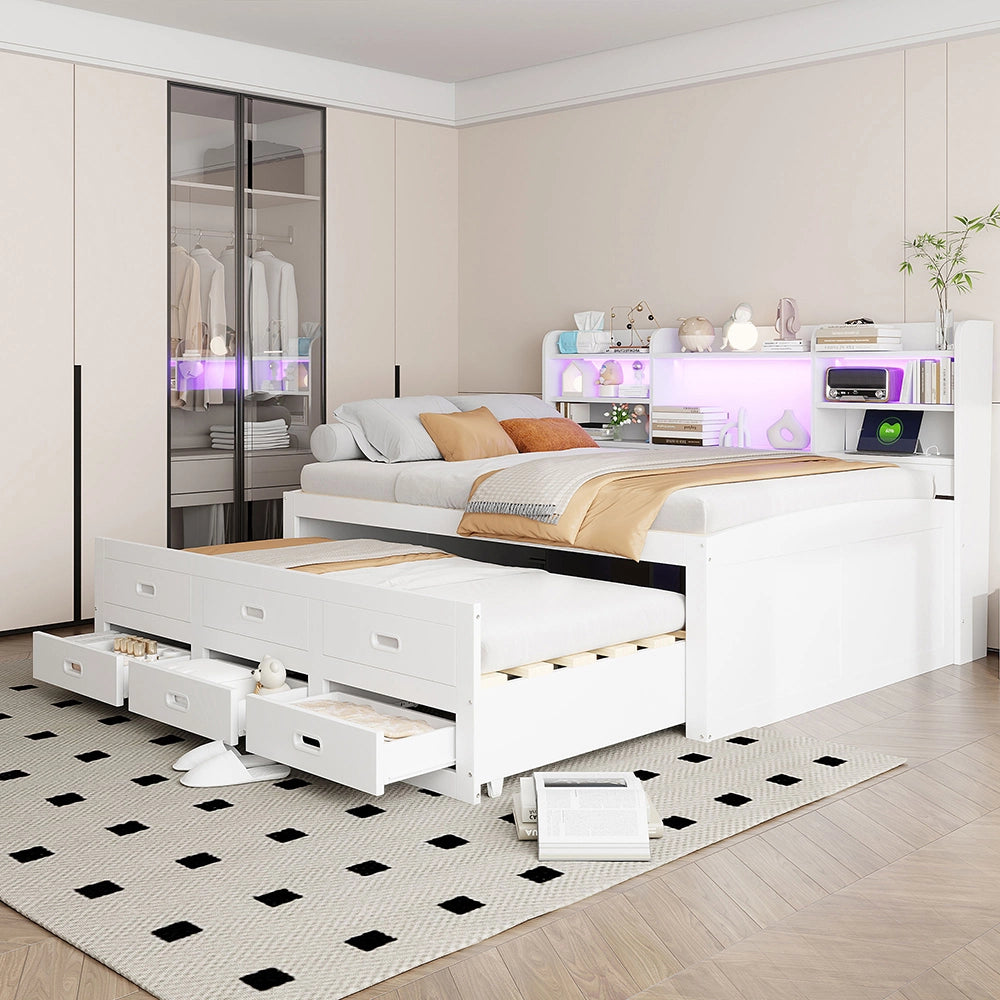 Daybed - Xylo - 140x200 cm LED USB 3 cassetti bianco