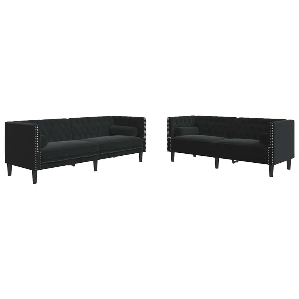Divano per Soggiorno 2 pcs Nero 194 x 74,5 x 70,5 cm Velluto 3385866