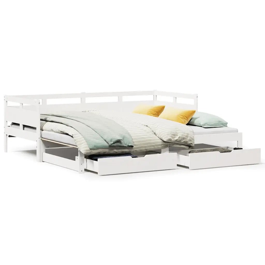 Letto Estraibile con Cassetti senza Materasso Bianco 90x190 cm