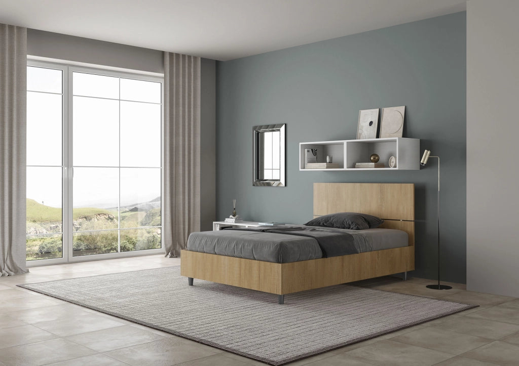 BS COM Letto una piazza e mezza contenitore 120x190 testata dritta quercia