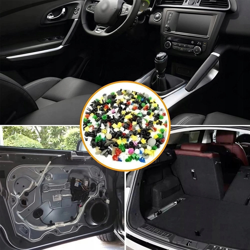 Set di Rivetti Universali per Auto Rosfix – 100 Pezzi | Materiale Plastico, Multicolore, Lunghezza 1-4 cm