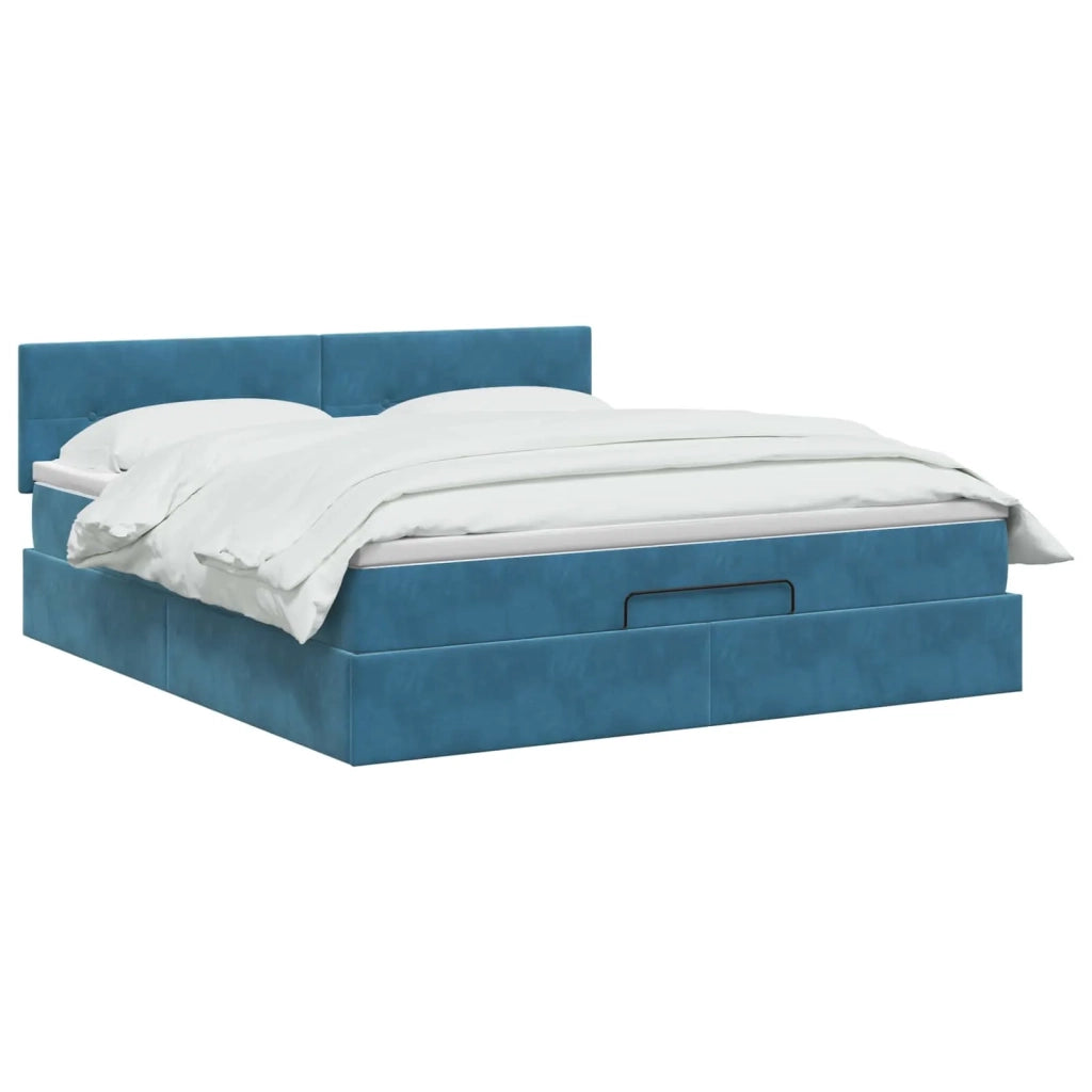 Letto Ottomano con Materasso e LED Blu scuro 140 x 190 cm 3457141