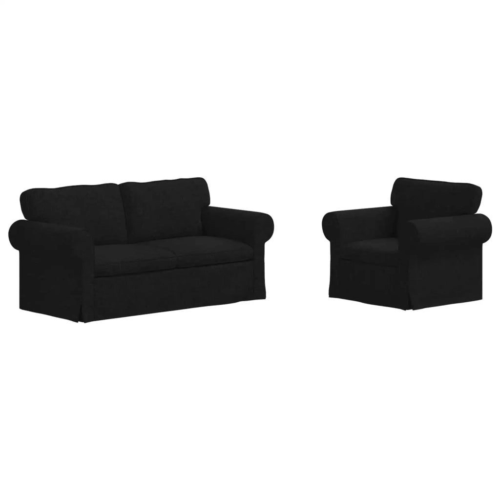 Set di divani 2 pcs Nero 175 x 82 x 80 cm Tessuto 3407532