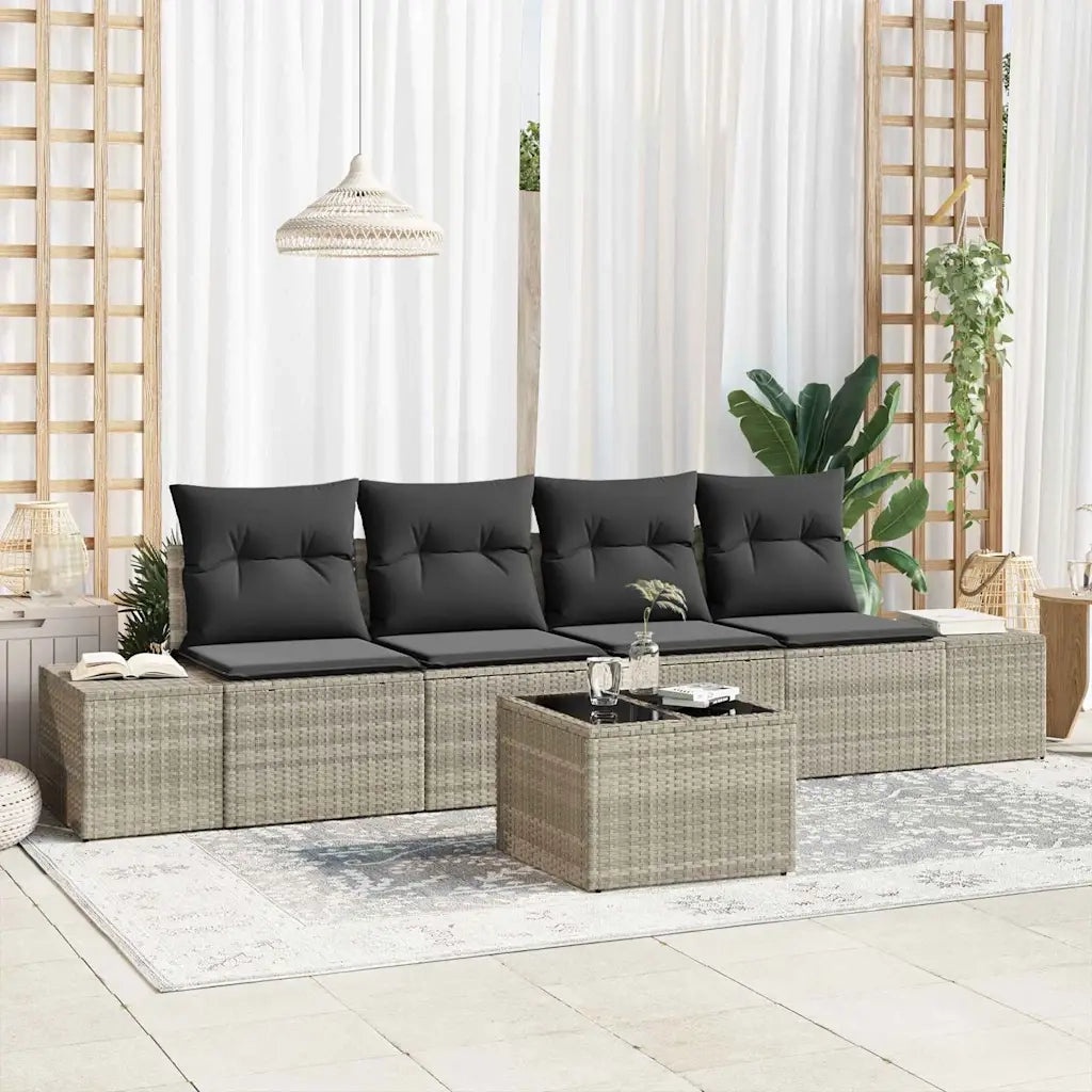 Set Divano da Giardino 5 pcs Grigio chiaro e grigio scuro 3355601