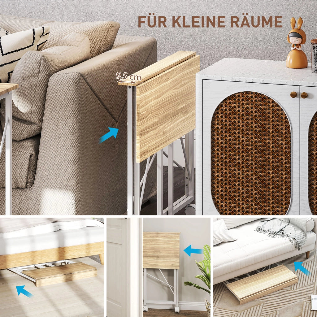 Scrivania pieghevole con ruote ¨C zephmum ¨C MDF acciaio naturale 80x50x75