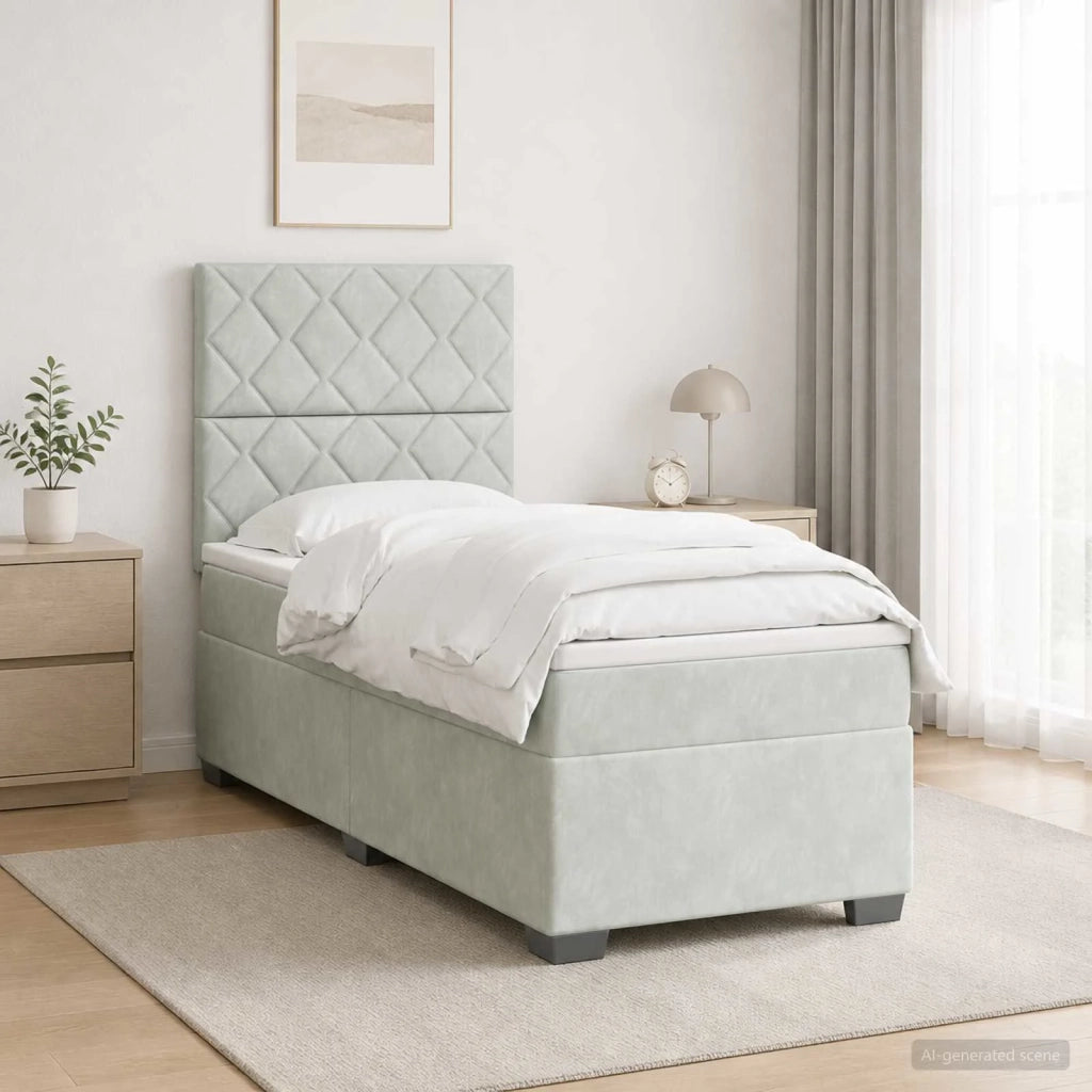 Letto box spring con materasso Grigio Chiaro 80 x 200 cm 3455000