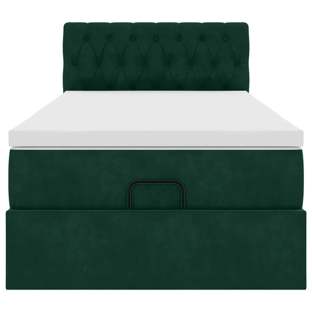Pouf Letto con Materasso e LED Verde Scuro 80x200cm in Velluto 3312659