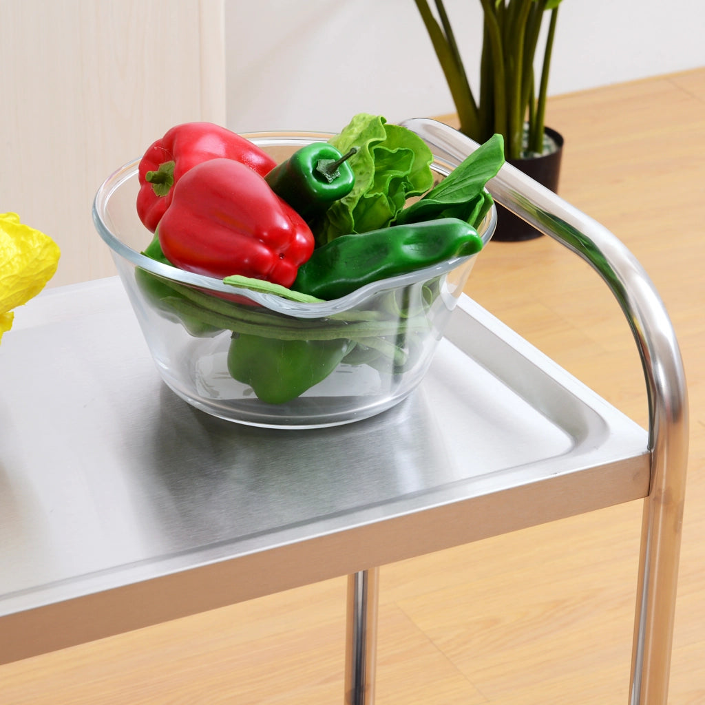 Carrello Cucina 2 Ripiani con Ruote ¨C Xylo ¨C Acciaio Inox 80x45x82cm Argento
