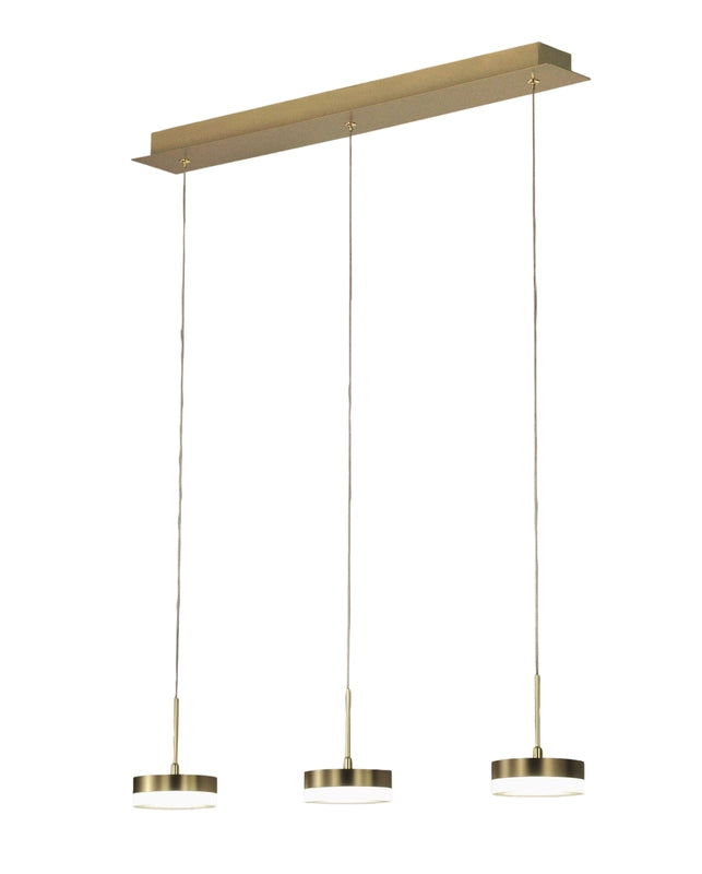 Lampada a sospensione Dunk 3 luci Fabas Luce - LED 24W dimmerabile - Ottone satinato Design lineare