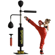 Sacco da Boxe con Supporto ¨C Xylo ¨C Altezza Regolabile 140-205 cm, Speed Ball, Barra Girevole, Nero