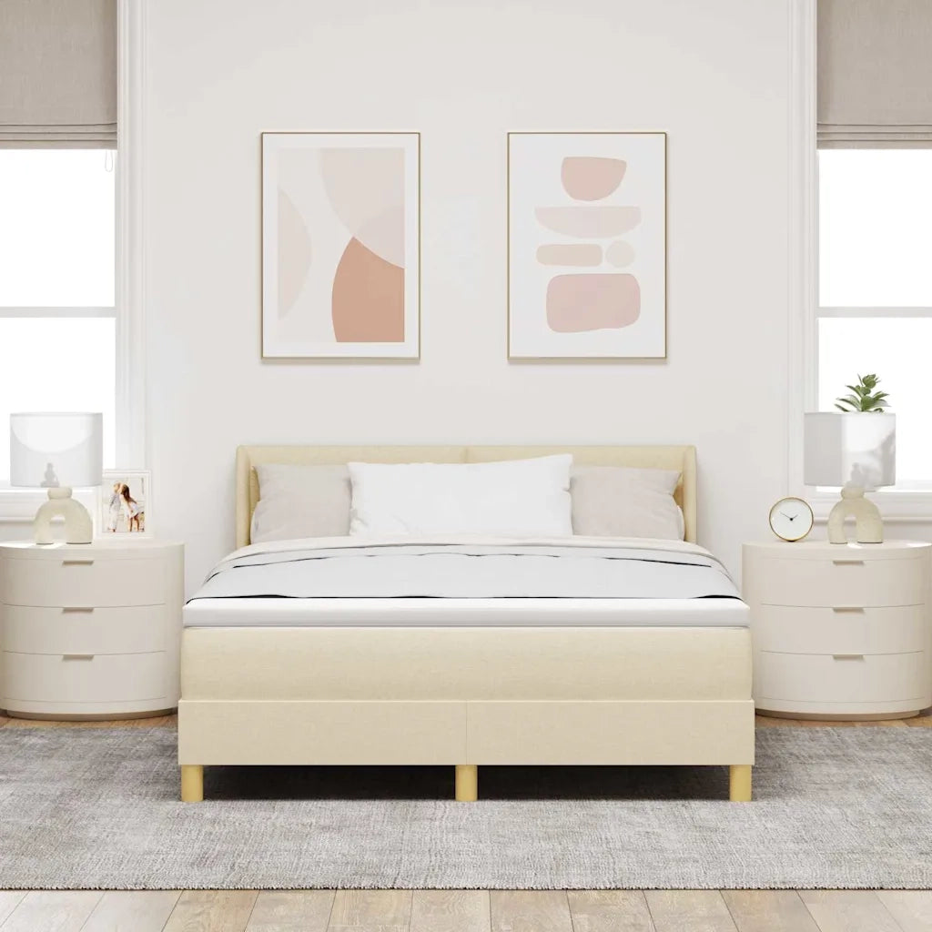 Letto a molle con materasso Crema 190 x 140 cm Poliestere