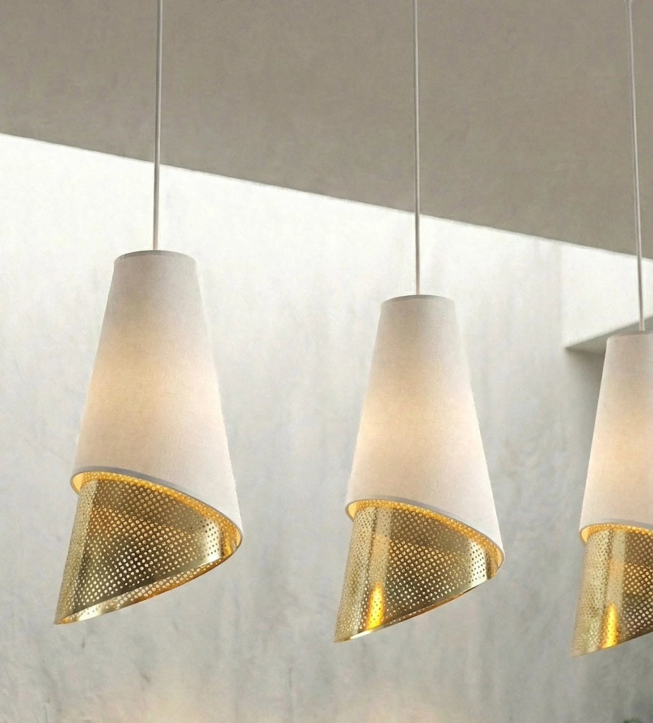 Lampada sospesa MODA conica 3xE27 bianco oro Emibig