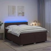 Letto con Box Spring, Materasso e LED Marrone Scuro Tessuto 3452011