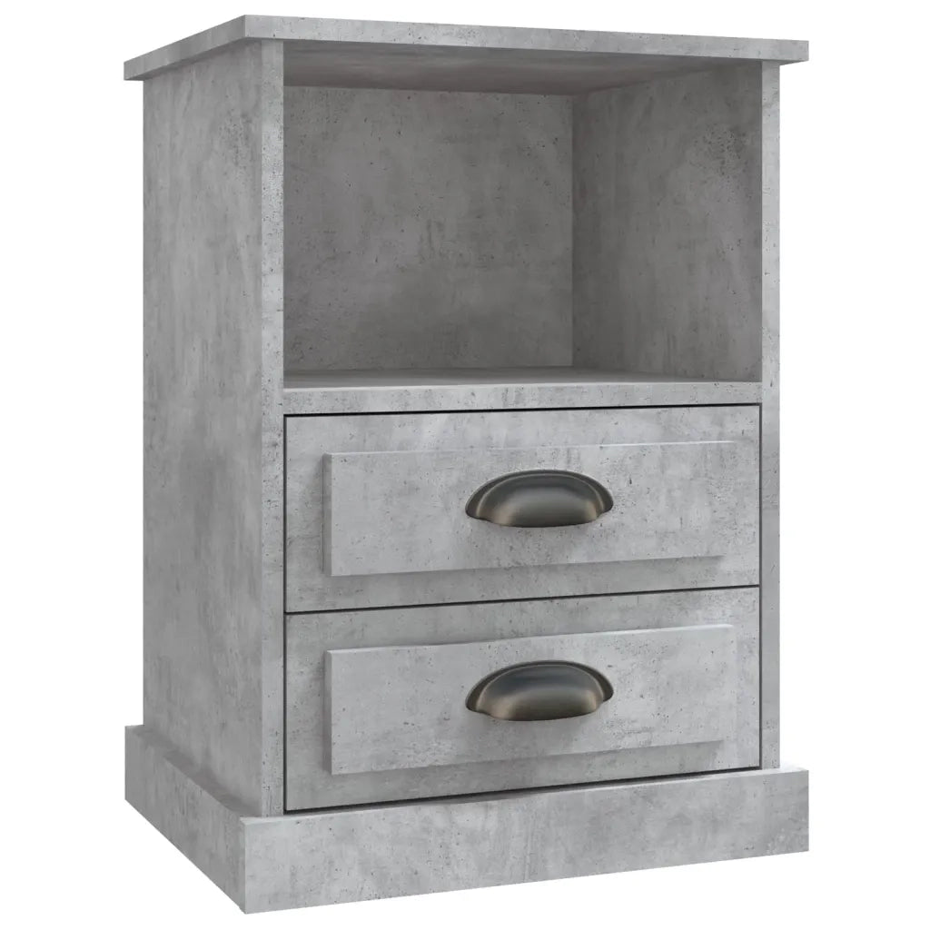 Set di 2 Comodini | Armadio da Notte | Mobiletto da notte Grigio Cemento 43x36x60 cm