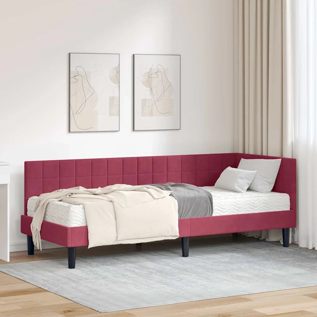 Struttura Letto Angolare con Materasso 2 pz-Giroletto con materasso Verde Velluto 263086