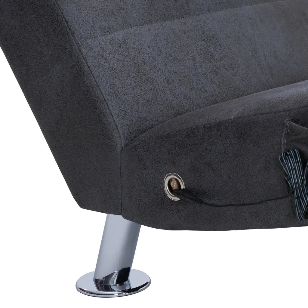 Sdraio Massaggiante con Cuscino Grigia Similpelle Scamosciata CFW2365735