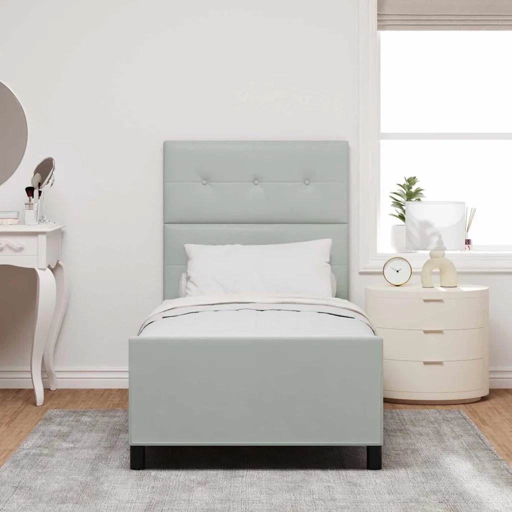 Letto a molle con testiera Grigio chiaro 100 x 200 cm Velluto 3344921
